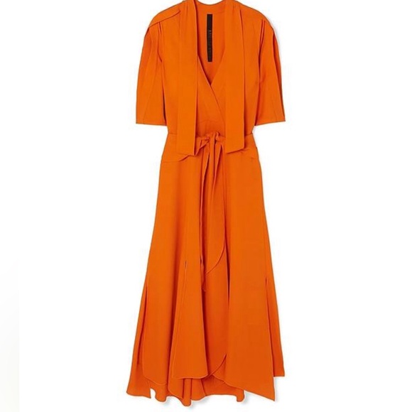 ♦️Petar Petrov Orange Maxi Dress with Tie Detail diamonds ♦️ - Picture 6 of 9